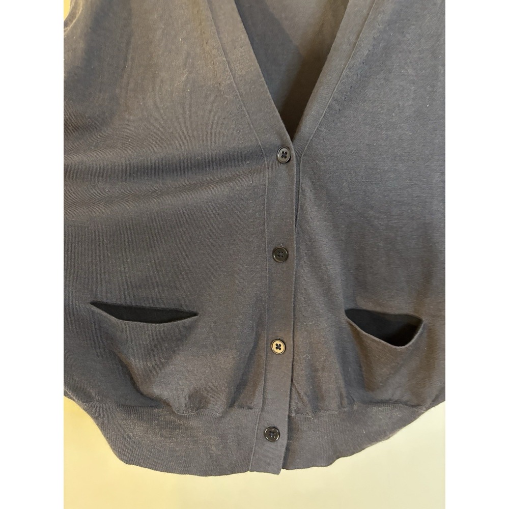 +J UNIQLO + JIL SANDER Gray Wool Blend V Neck Cardigan Sweater L - Picture 2 of 5